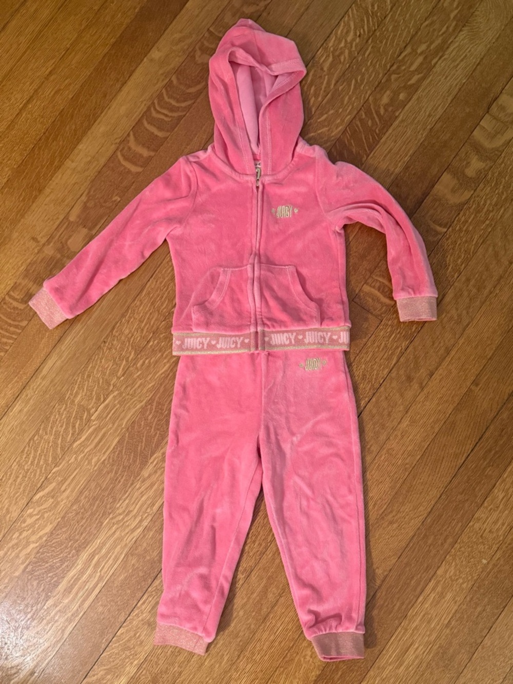 Toddler girl 3T Juicy Couture Pink Velour Hoodie & Jogger Set